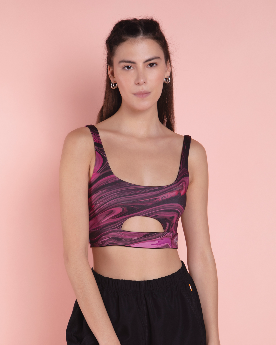 Top Deportivo Abertura Bajo Busto Marmol White