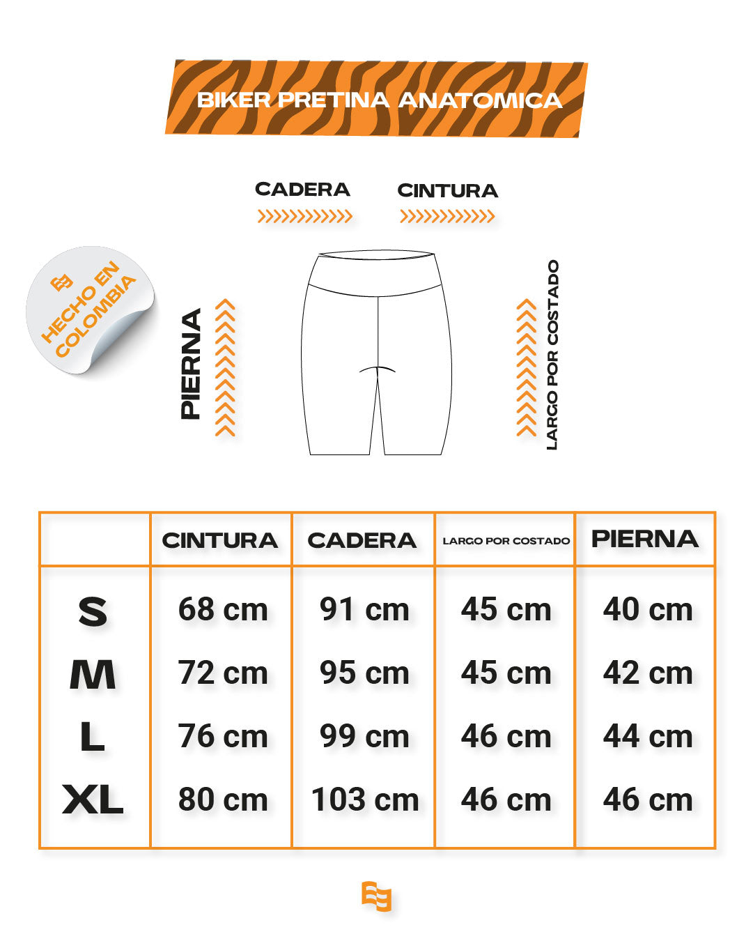 Biker Pretina Anatómica COFFEE CREAM – Tangerine